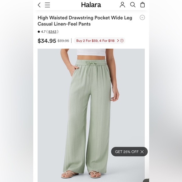 HALARA Pants - Halara Linen-like Pants XS NWT High Waisted Wide Leg Pants - Light Sage Green